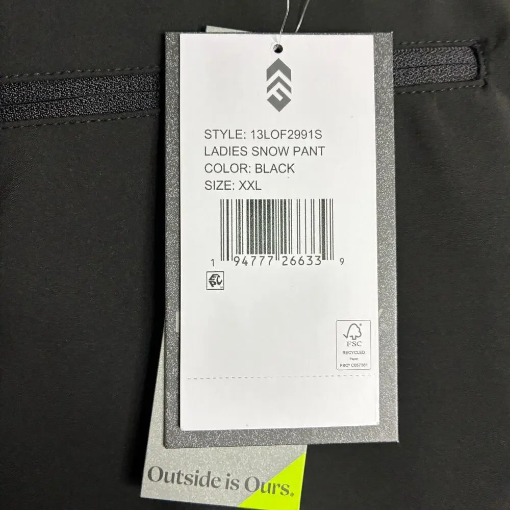 Free Country Black Straight Leg Snow Pants Polyester NWT Womens XXL